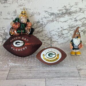 Green Bay Packers Christmas Tree Ornaments - Set of 3